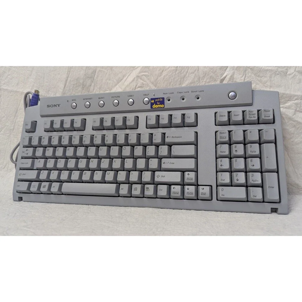 Vintage Very Good Condition Sony VAIO PS2 Wired QWERTY Computer Keyboard
